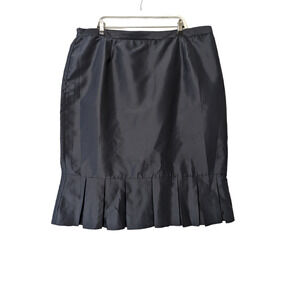 Ashro Womens Dark Blue Skirt Knee Length Pencil Pleated Tulip Hem Sz 24 Corpcore